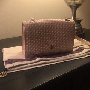 Tory Burch Marion Embossed Shrunken Bag Light Oak